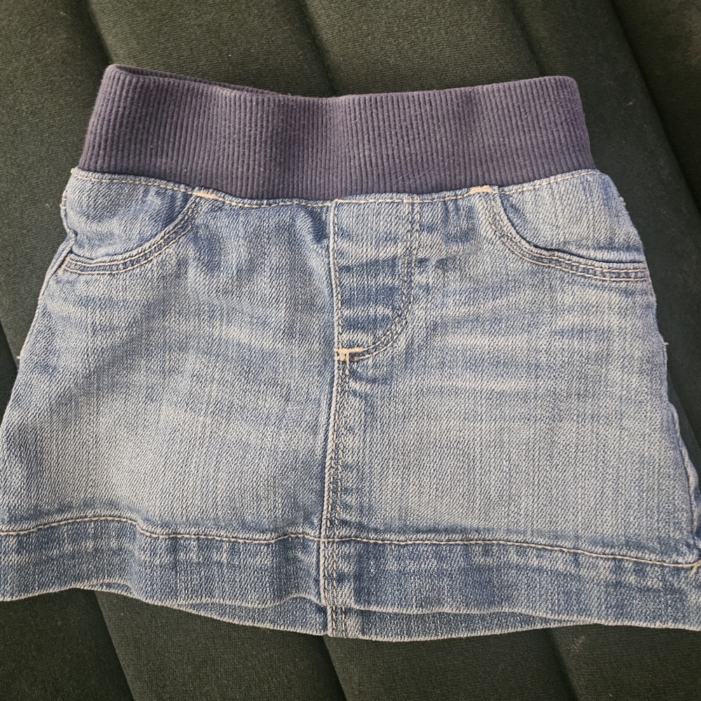 Baby Girl Old Navy Blue Denim Skirt with Navy Waistband